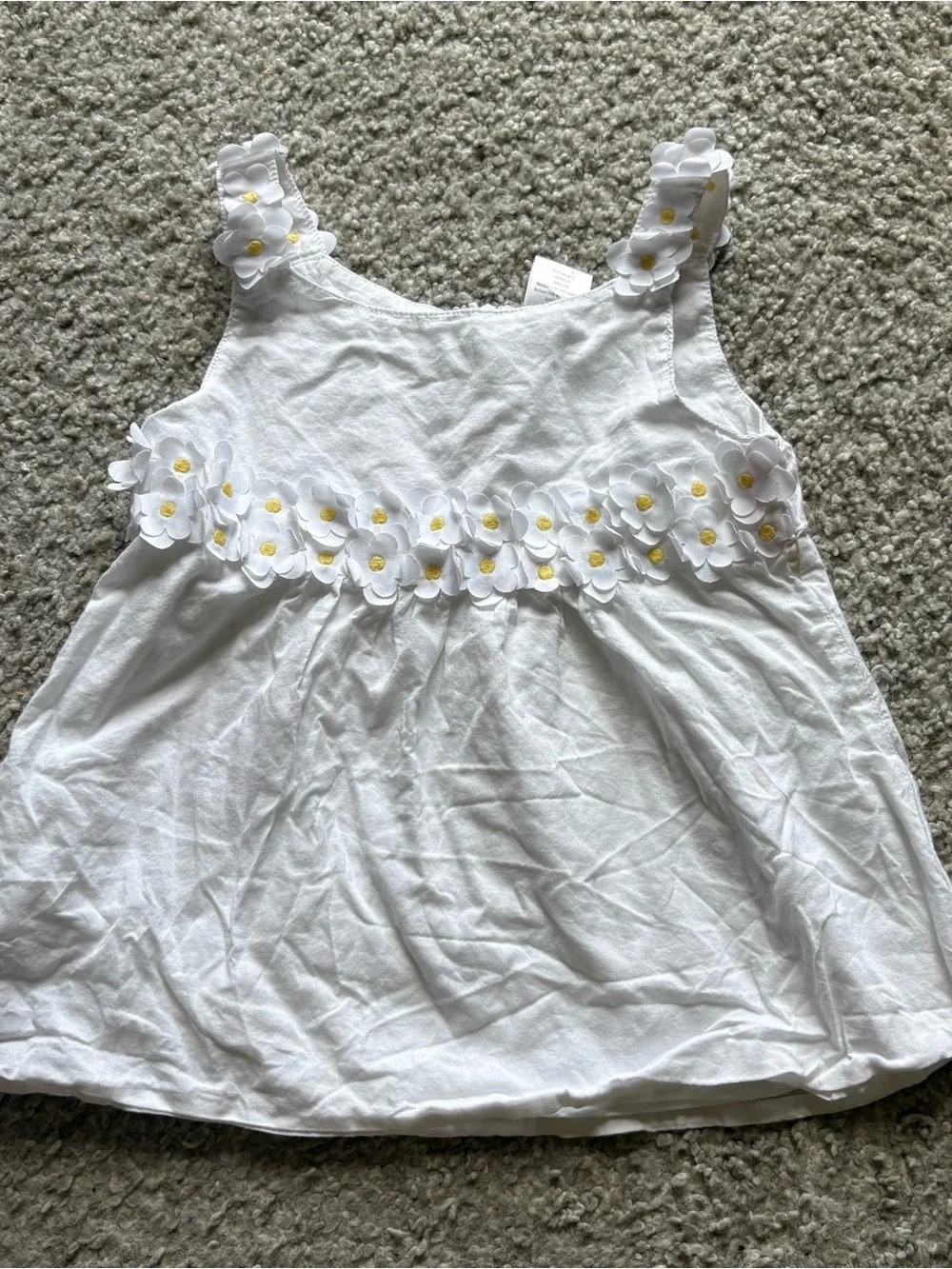 Gymboree White Tank Top Floral Appliques Sz 5 Daisy Girls 3D